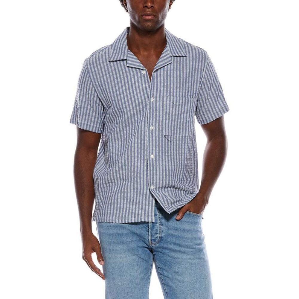 Slate & Stone Mens  Camp Collar Shirt, Blue